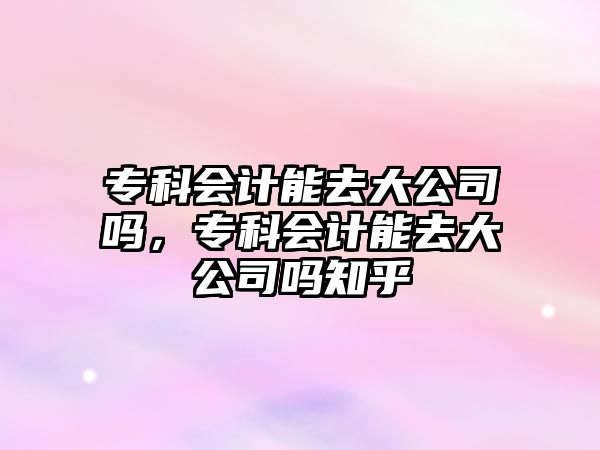 專科會(huì)計(jì)能去大公司嗎，專科會(huì)計(jì)能去大公司嗎知乎