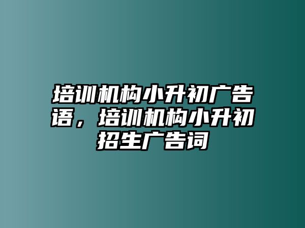 培訓(xùn)機(jī)構(gòu)小升初廣告語，培訓(xùn)機(jī)構(gòu)小升初招生廣告詞