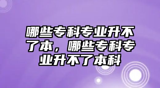 哪些專科專業(yè)升不了本，哪些專科專業(yè)升不了本科