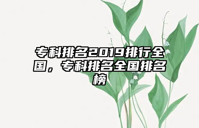 專科排名2019排行全國，專科排名全國排名榜