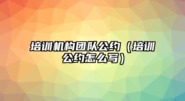 培訓機構團隊公約（培訓公約怎么寫）