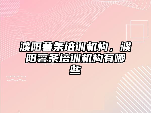 濮陽(yáng)薯?xiàng)l培訓(xùn)機(jī)構(gòu)，濮陽(yáng)薯?xiàng)l培訓(xùn)機(jī)構(gòu)有哪些