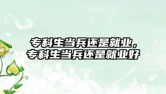 專科生當兵還是就業(yè)，專科生當兵還是就業(yè)好