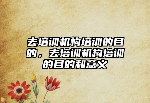 去培訓機構(gòu)培訓的目的，去培訓機構(gòu)培訓的目的和意義