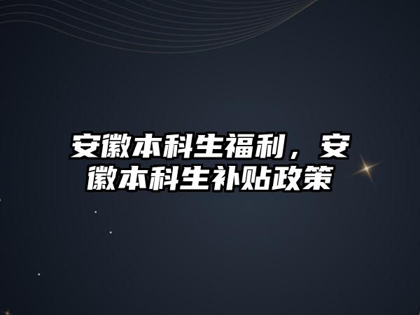 安徽本科生福利，安徽本科生補貼政策