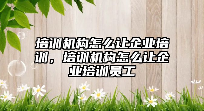 培訓機構怎么讓企業(yè)培訓，培訓機構怎么讓企業(yè)培訓員工