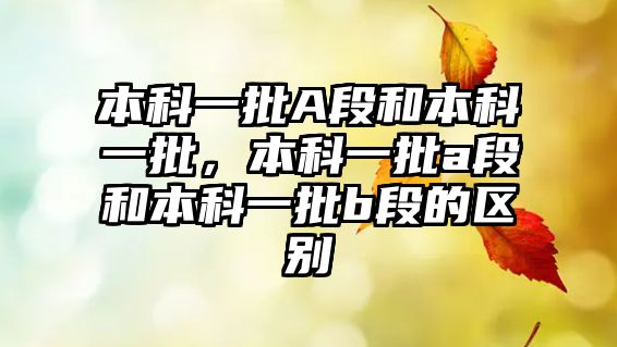 本科一批A段和本科一批，本科一批a段和本科一批b段的區(qū)別