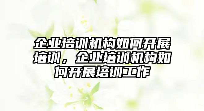 企業(yè)培訓(xùn)機(jī)構(gòu)如何開展培訓(xùn)，企業(yè)培訓(xùn)機(jī)構(gòu)如何開展培訓(xùn)工作