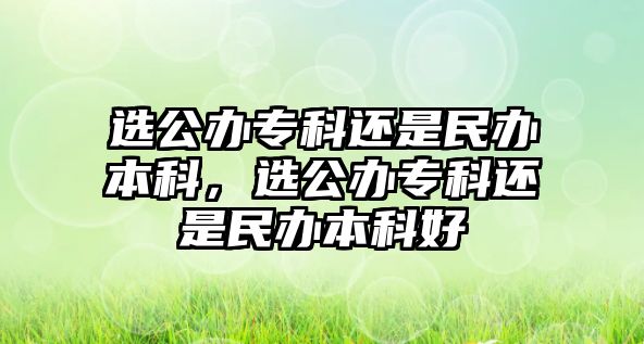 選公辦專科還是民辦本科，選公辦專科還是民辦本科好