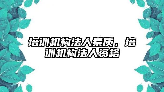 培訓(xùn)機構(gòu)法人素質(zhì)，培訓(xùn)機構(gòu)法人資格