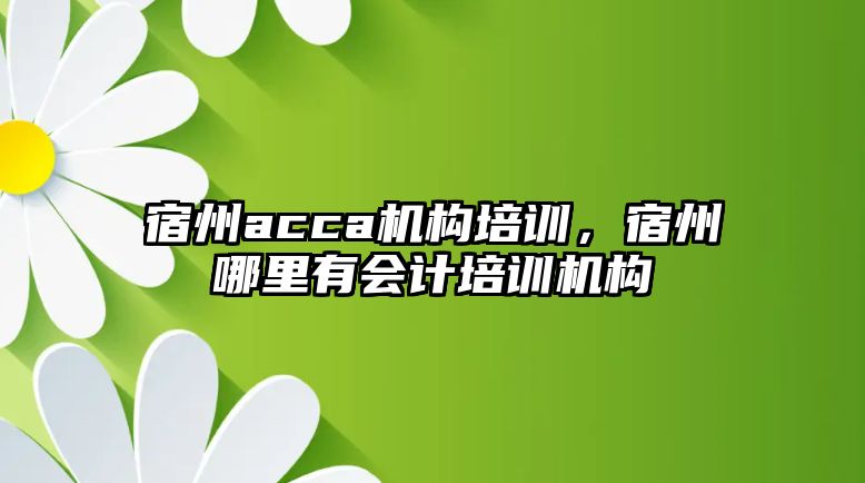 宿州acca機構(gòu)培訓(xùn)，宿州哪里有會計培訓(xùn)機構(gòu)