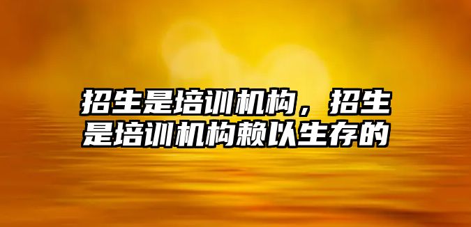 招生是培訓機構，招生是培訓機構賴以生存的