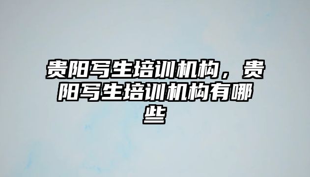 貴陽寫生培訓(xùn)機構(gòu)，貴陽寫生培訓(xùn)機構(gòu)有哪些