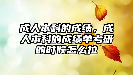 成人本科的成績，成人本科的成績單考研的時候怎么拉