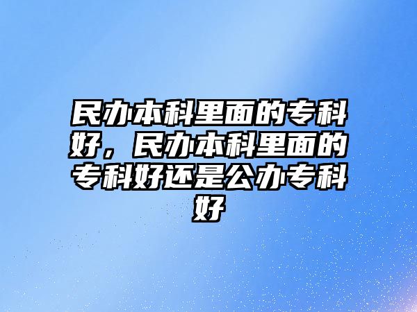 民辦本科里面的專科好，民辦本科里面的專科好還是公辦專科好