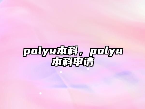 polyu本科，polyu本科申請