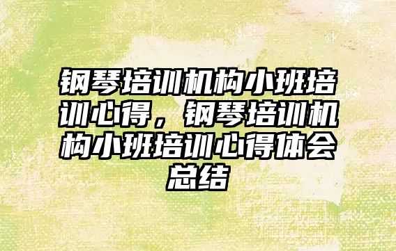 鋼琴培訓機構(gòu)小班培訓心得，鋼琴培訓機構(gòu)小班培訓心得體會總結(jié)