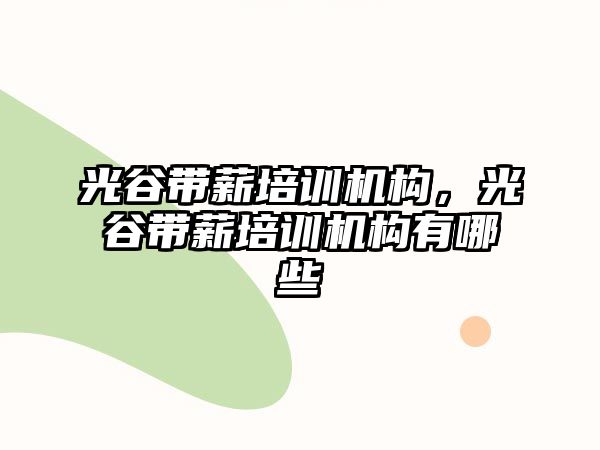 光谷帶薪培訓機構，光谷帶薪培訓機構有哪些