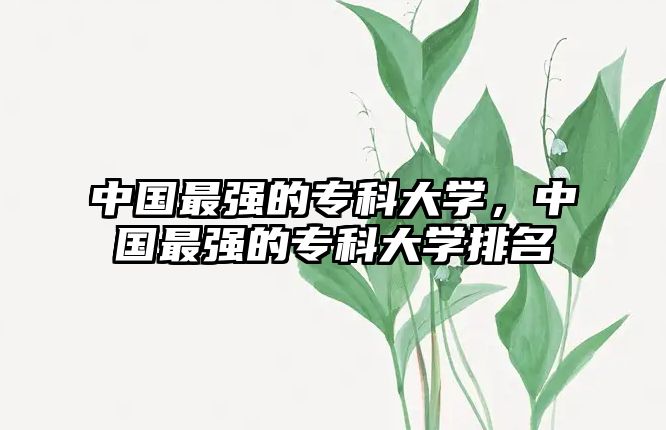 中國最強的專科大學，中國最強的專科大學排名