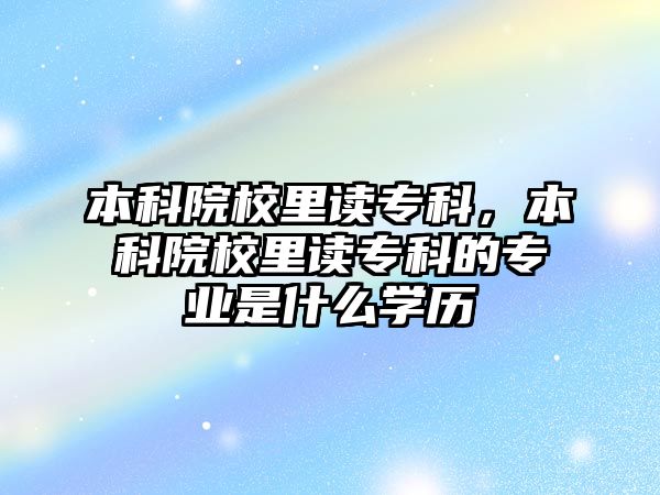 本科院校里讀專科，本科院校里讀專科的專業(yè)是什么學歷