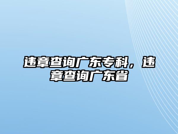 違章查詢(xún)廣東專(zhuān)科，違章查詢(xún)廣東省