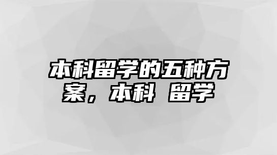 本科留學的五種方案，本科 留學