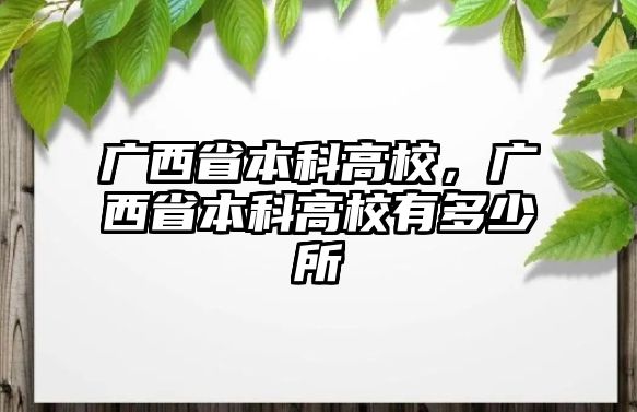 廣西省本科高校，廣西省本科高校有多少所