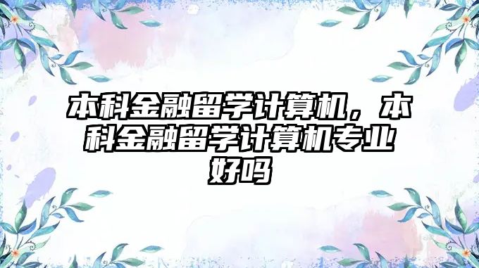 本科金融留學(xué)計(jì)算機(jī)，本科金融留學(xué)計(jì)算機(jī)專業(yè)好嗎