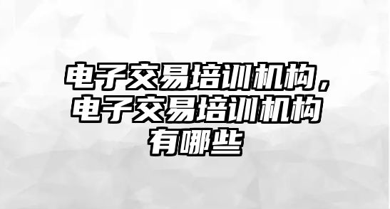 電子交易培訓(xùn)機構(gòu)，電子交易培訓(xùn)機構(gòu)有哪些