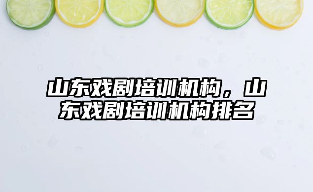 山東戲劇培訓機構(gòu)，山東戲劇培訓機構(gòu)排名