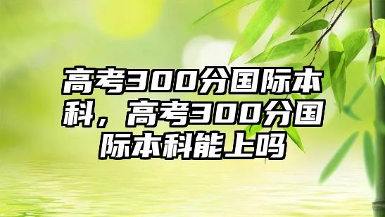 高考300分國際本科，高考300分國際本科能上嗎