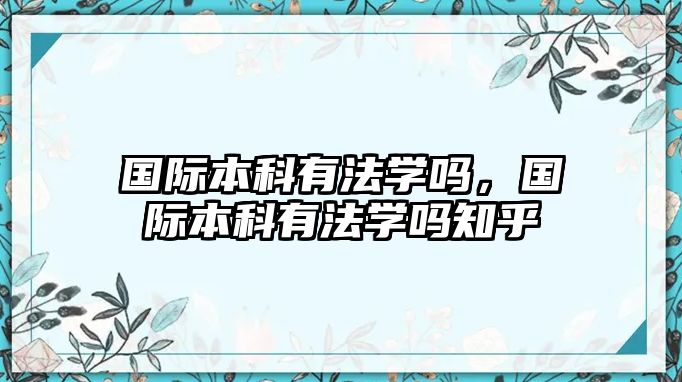 國際本科有法學(xué)嗎，國際本科有法學(xué)嗎知乎