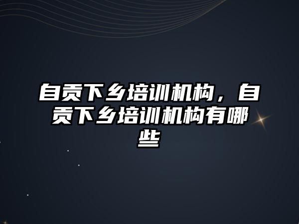 自貢下鄉(xiāng)培訓機構，自貢下鄉(xiāng)培訓機構有哪些