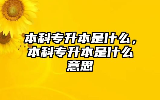 本科專升本是什么，本科專升本是什么意思