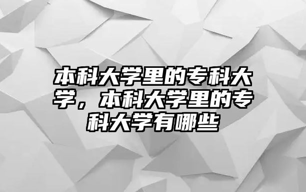 本科大學里的專科大學，本科大學里的專科大學有哪些