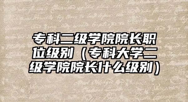 專科二級學院院長職位級別（專科大學二級學院院長什么級別）