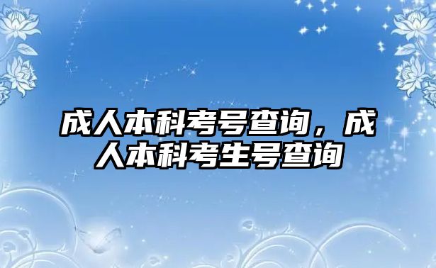 成人本科考號(hào)查詢，成人本科考生號(hào)查詢