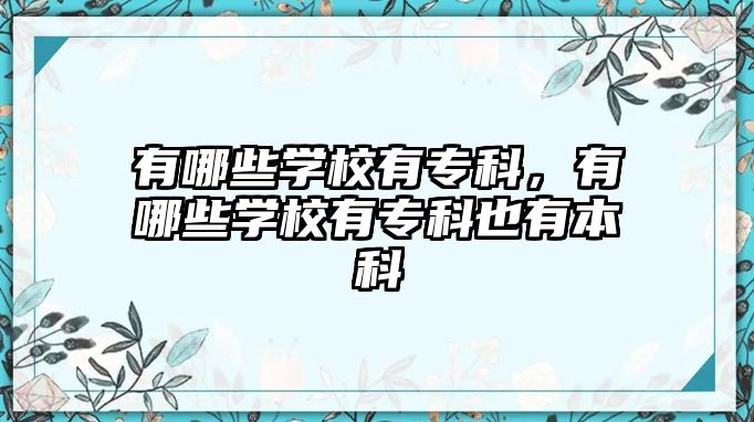 有哪些學(xué)校有專科，有哪些學(xué)校有專科也有本科