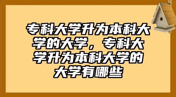 專科大學升為本科大學的大學，專科大學升為本科大學的大學有哪些