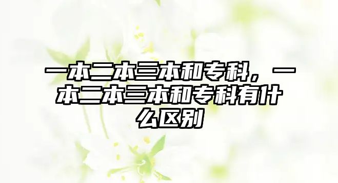 一本二本三本和專科，一本二本三本和專科有什么區(qū)別