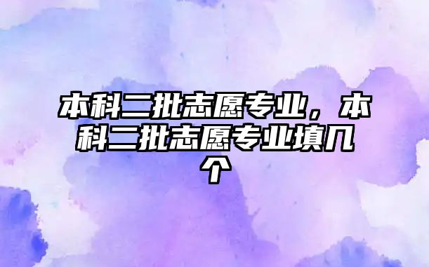 本科二批志愿專業(yè)，本科二批志愿專業(yè)填幾個(gè)