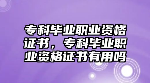 專科畢業(yè)職業(yè)資格證書，專科畢業(yè)職業(yè)資格證書有用嗎