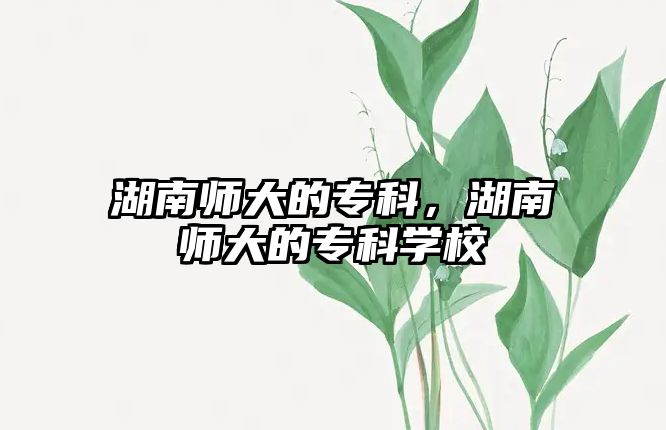 湖南師大的專科，湖南師大的專科學(xué)校