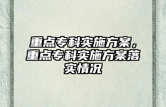 重點專科實施方案，重點專科實施方案落實情況