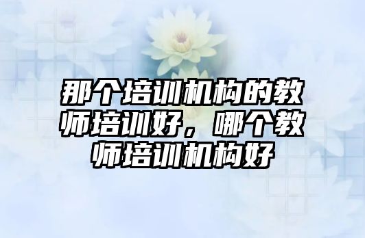 那個培訓機構的教師培訓好，哪個教師培訓機構好