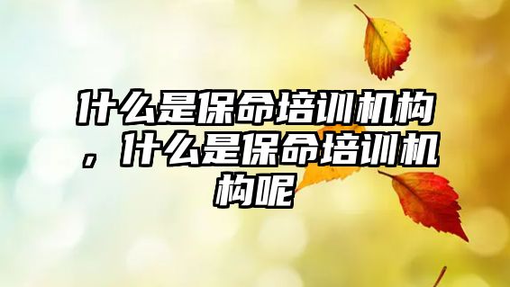 什么是保命培訓機構(gòu)，什么是保命培訓機構(gòu)呢