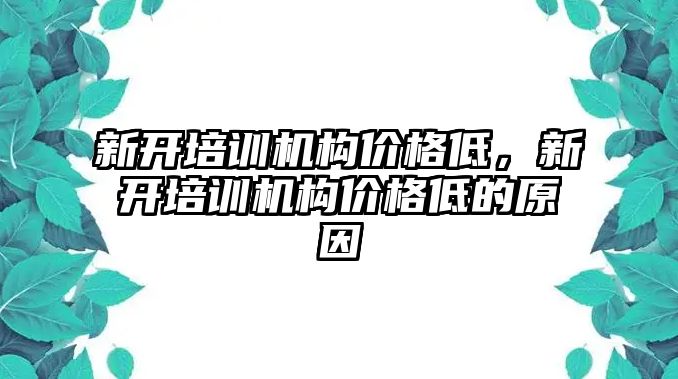 新開培訓機構價格低，新開培訓機構價格低的原因