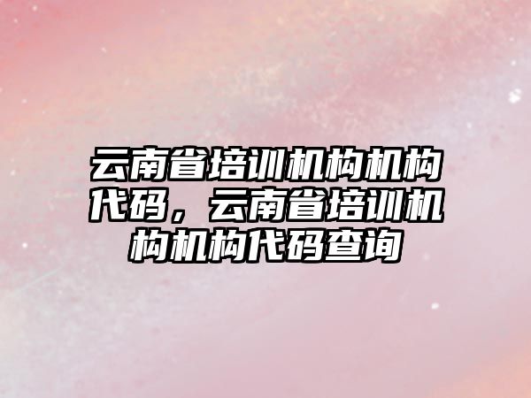 云南省培訓(xùn)機構(gòu)機構(gòu)代碼，云南省培訓(xùn)機構(gòu)機構(gòu)代碼查詢