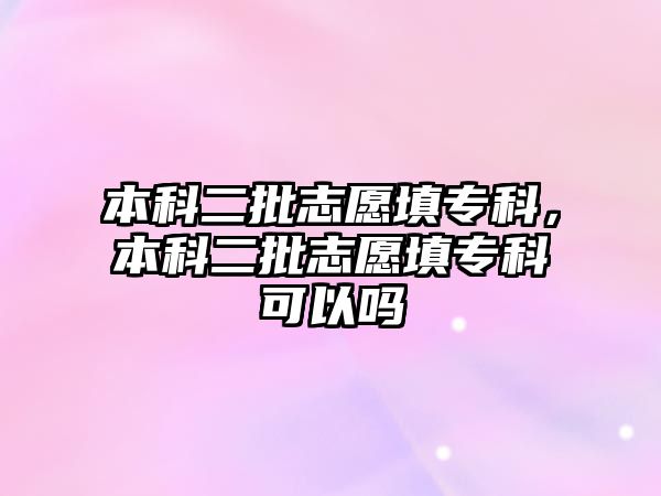 本科二批志愿填專科，本科二批志愿填專科可以嗎