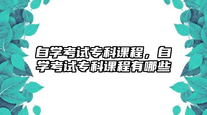 自學考試專科課程，自學考試專科課程有哪些